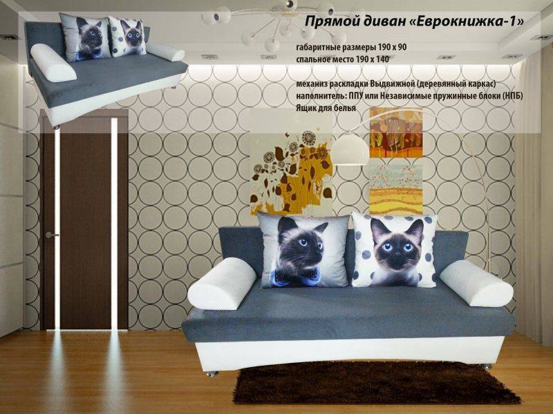 диван прямой еврокнижка 1 в Бийске