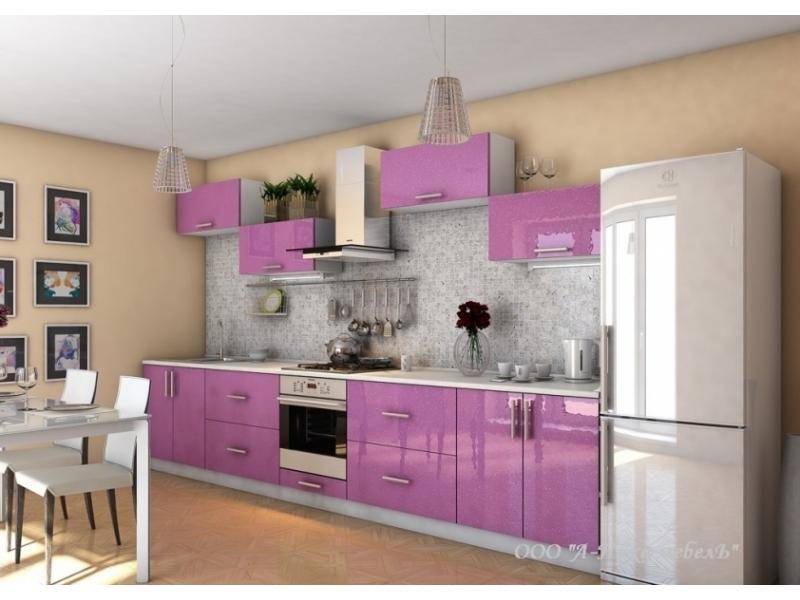 современная глянцевая кухня сирень 3.0 в Бийске