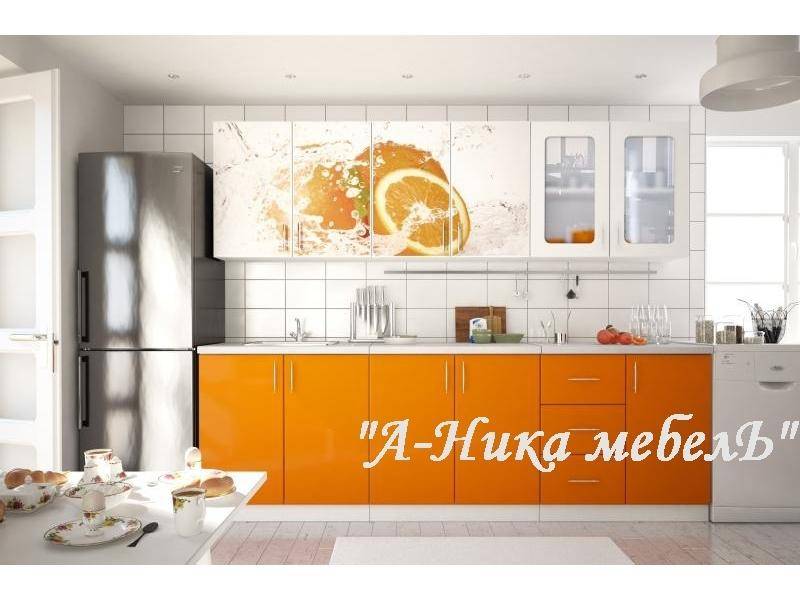 оранжевая кухня с фотопечатью аника 2 в Бийске