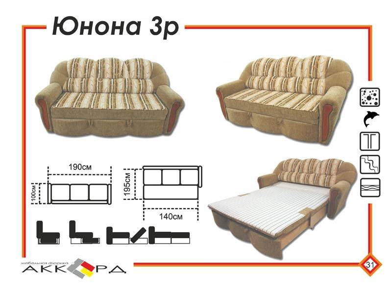 двухместный диван юнона 3р в Бийске