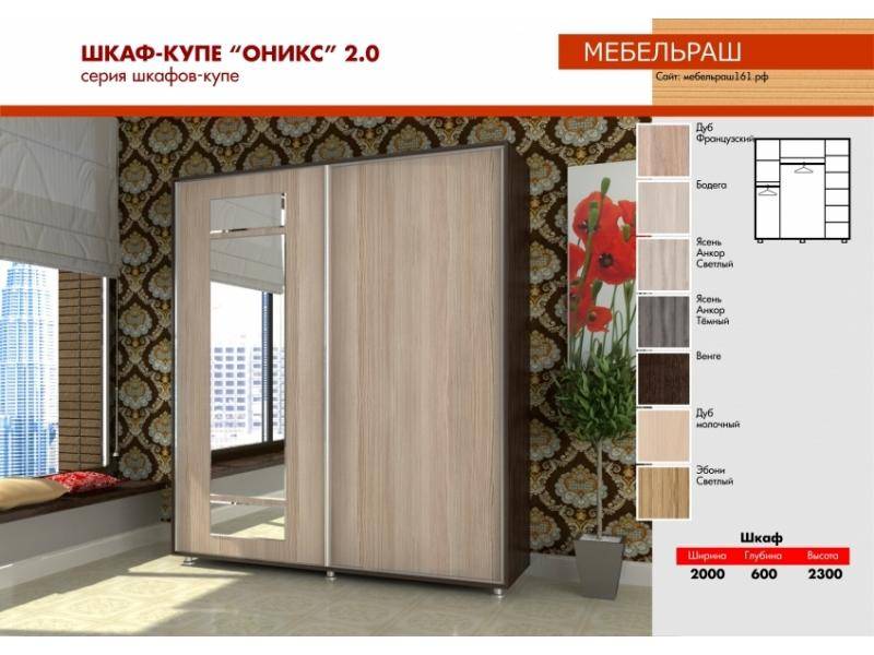 прямой шкаф-купе оникс 2.0 а в Бийске