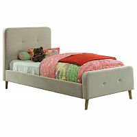 кровать button tufted flannelette beige 90х200 в Бийске