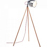 торшер chromatic tripod хром на деревянном основании в Бийске