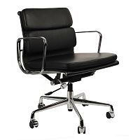 кресло eames style с регулируемой высотой черная кожа в Бийске