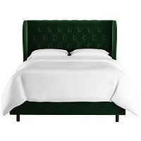 кровать двуспальная 180х200 зеленая с каретной стяжкой reed wingback emerald velvet в Бийске