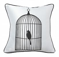 подушка с птичкой в клетке birdie in a cage white в Бийске