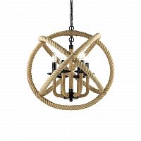 дизайнерская подвесная люстра ideal lux corda sp6 d53 коричневая в Бийске