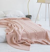 комплект плед с косами (180*220) и 2 наволочки (50*50) св. персик в Бийске