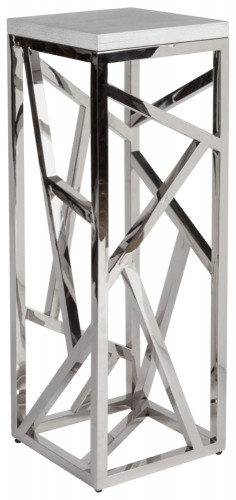 консоль geometric высокая 40x40x110 металл, белая столешница в Бийске