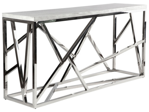 консоль geometric 180x50x90 хром, белая столешница в Бийске