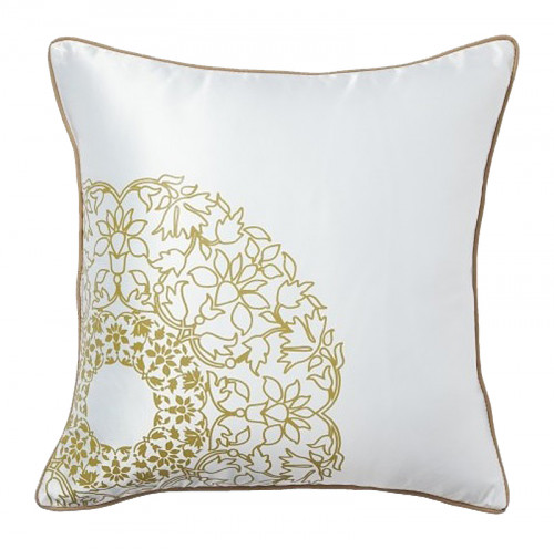 подушка с золотыми цветами flower weaving white в Бийске