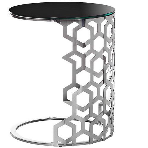 стол приставной silver circle 50x50х60 черный, серебро в Бийске