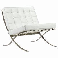 кресло barcelona chair белое в Бийске