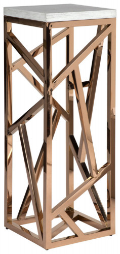 консоль geometric высокая 40x40x110 золото, белая столешница в Бийске