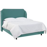 кровать двуспальная с мягкой спинкой 160х200 зеленая aurora wingback teal в Бийске