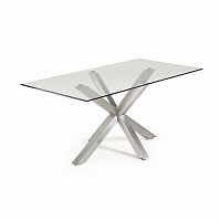 стол arya 160x90 st steel matt, прозрачное стекло c785c07 от la forma (ex julia grup) в Бийске
