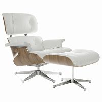 кресло eames style lounge chair & ottoman белое в Бийске