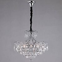 подвесная люстра eurosvet crystal 10080/6 хром/прозрачный хрусталь strotskis в Бийске