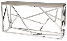 консоль geometric 180x50x90 хром, коричневая столешница в Бийске