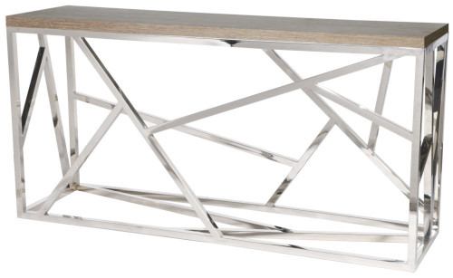 консоль geometric 180x50x90 хром, коричневая столешница в Бийске