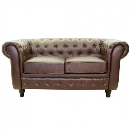 диван chesterfield двухместный прямой коричневый в Бийске