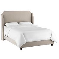 кровать двуспальная с мягкой спинкой 160х200 серая aurora wingback light gray в Бийске