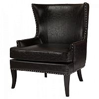 кресло мягкое с ушами черное gramercy club chair в Бийске