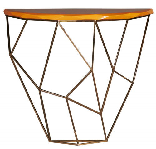 консоль geometric 100x38x90 металл, коричневая столешница в Бийске