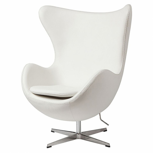 кресло egg chair кожа белое в Бийске