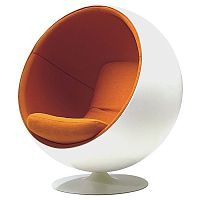кресло eero ball chair бело-оранжевое в Бийске
