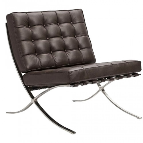 кресло barcelona chair кожа коричневое в Бийске