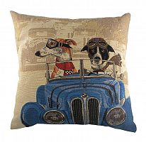 подушка с забавными собаками на синем автомобиле doggie drivers blue в Бийске