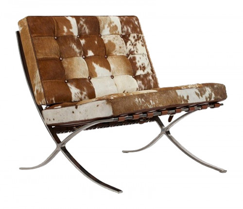 кресло barcelona chair коричнево-белое в Бийске