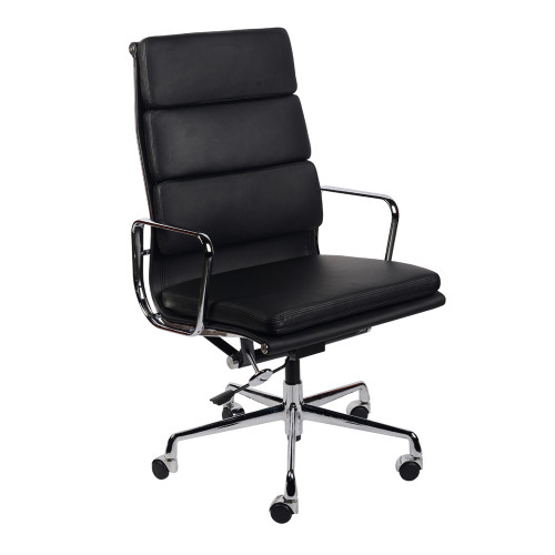 кресло eames style на колесиках черная кожа в Бийске