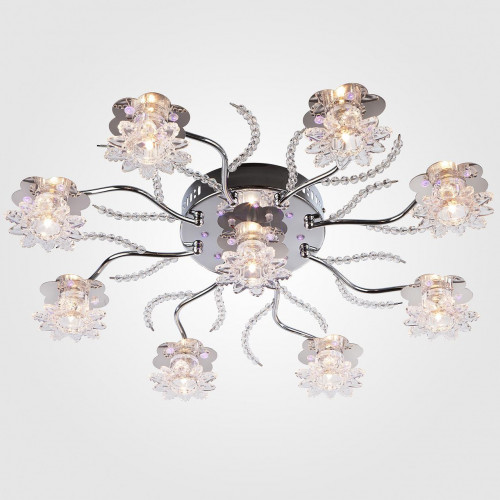 потолочная люстра eurosvet 4831/9 хром/синий+красный+фиолетовый в Бийске