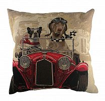 подушка с забавными собаками на красном автомобиле doggie drivers red в Бийске
