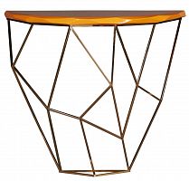 консоль geometric 100x38x90 золото, коричневая столешница в Бийске