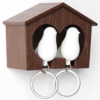 держатель+брелок для ключей двойной sparrow коричневый-белый в Бийске
