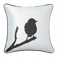 подушка с птичкой на ветке lone bird white в Бийске
