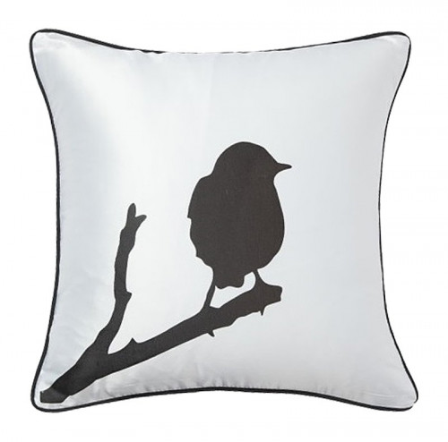 подушка с птичкой на ветке lone bird white в Бийске