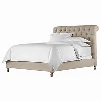 кровать двуспальная 160х200 бежевая из велюра chesterfield fabric sleigh bed в Бийске