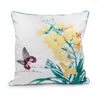 декоративная подушка белая с желтым цветком botanical style в Бийске