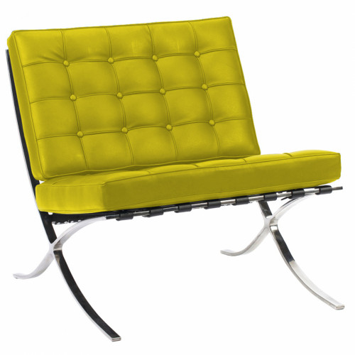 кресло barcelona chair экокожа лимонное в Бийске
