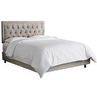 кровать двуспальная 180х200 серая с каретной стяжкой alix light gray в Бийске