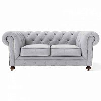 диван chesterfield lux двухместный прямой светло-серый в Бийске